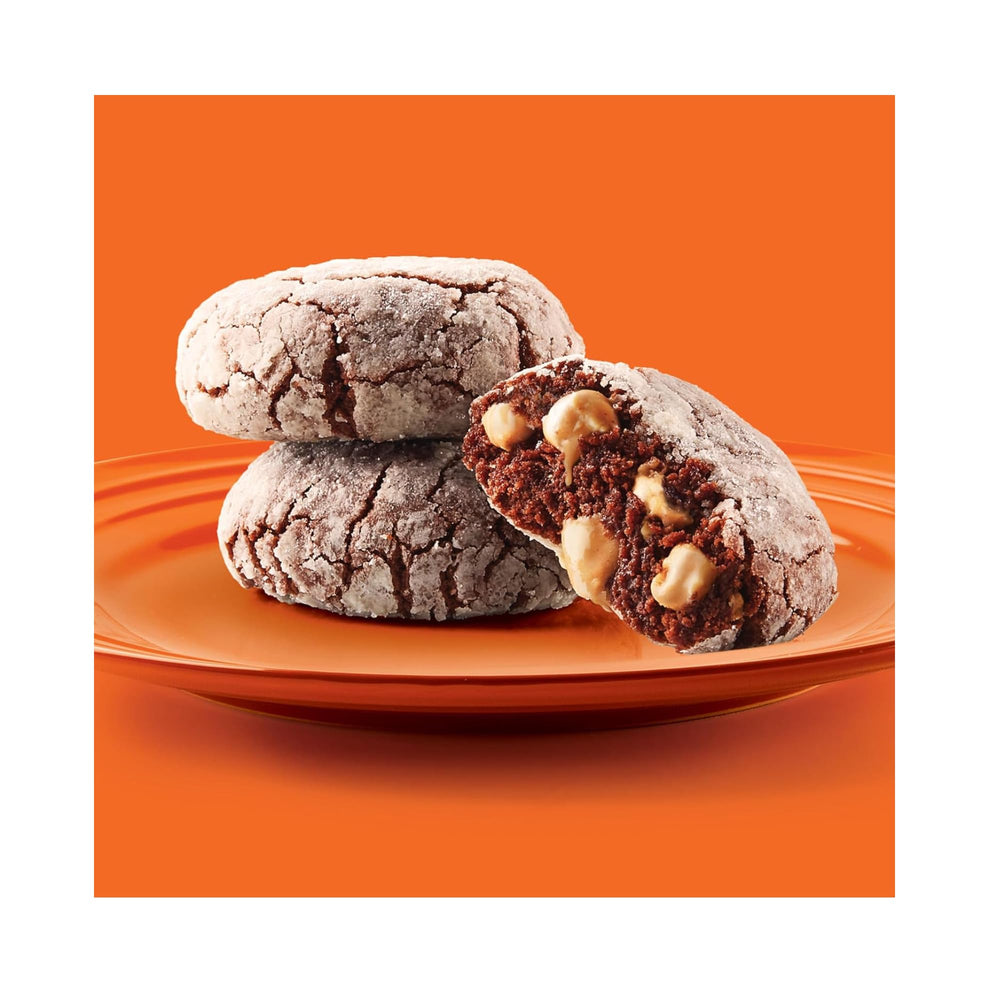 Reese's Peanut Butter Baking Chips embedded in fudgy brownies