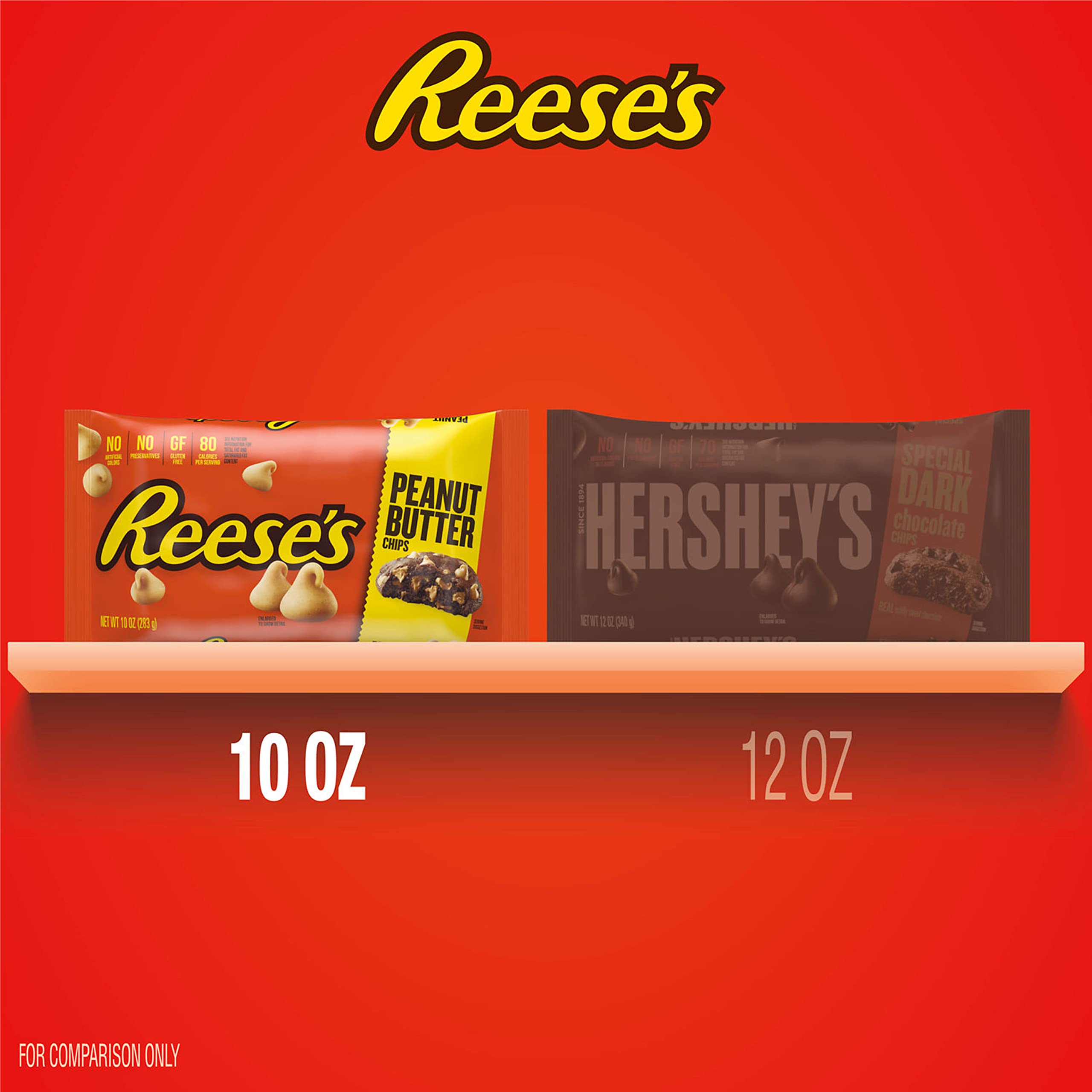 REESE'S Peanut Butter Baking Chips sprinkled into cookie dough for chunky treats.