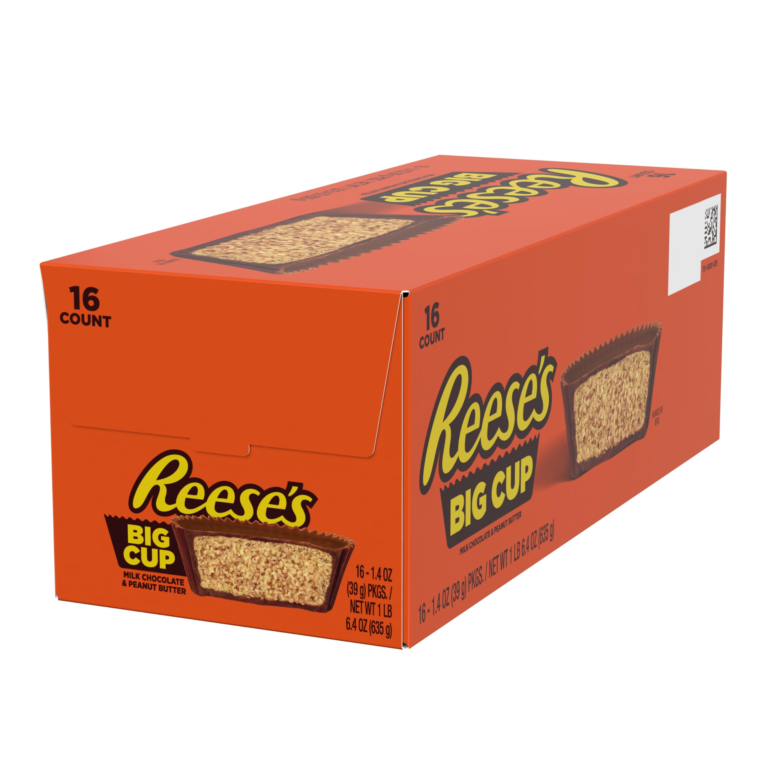 Reese's Peanut Butter Lover's Cup 16-count packaging front view, ideal for gifting or sharing.