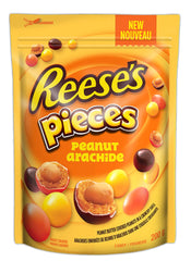 REESE PIECES bag front view, a shareable peanut candy for gatherings.