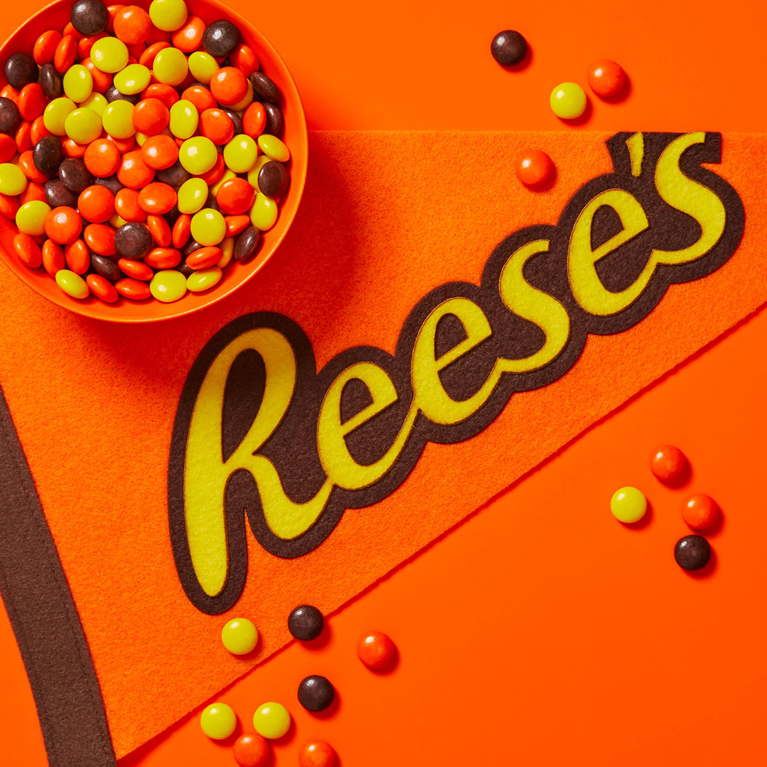 Reese's Pieces holiday display highlighting seasonal candy variety