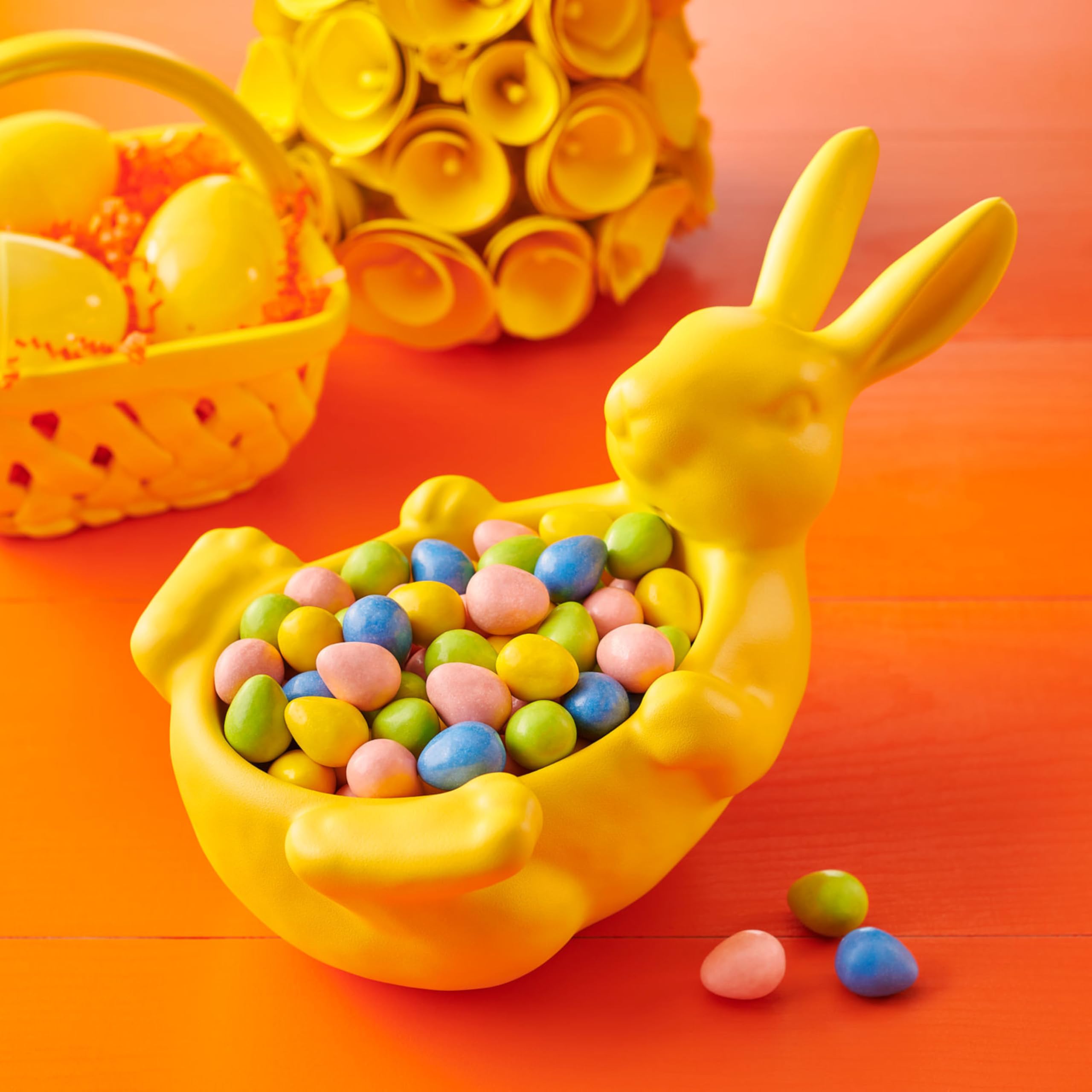 Colorful pastel shells on Reese's Pieces eggs that brighten spring snacking.