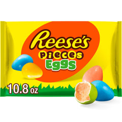 Reese's Pieces Peanut Butter Eggs in pastel shells, ideal for Easter baskets and egg hunts.