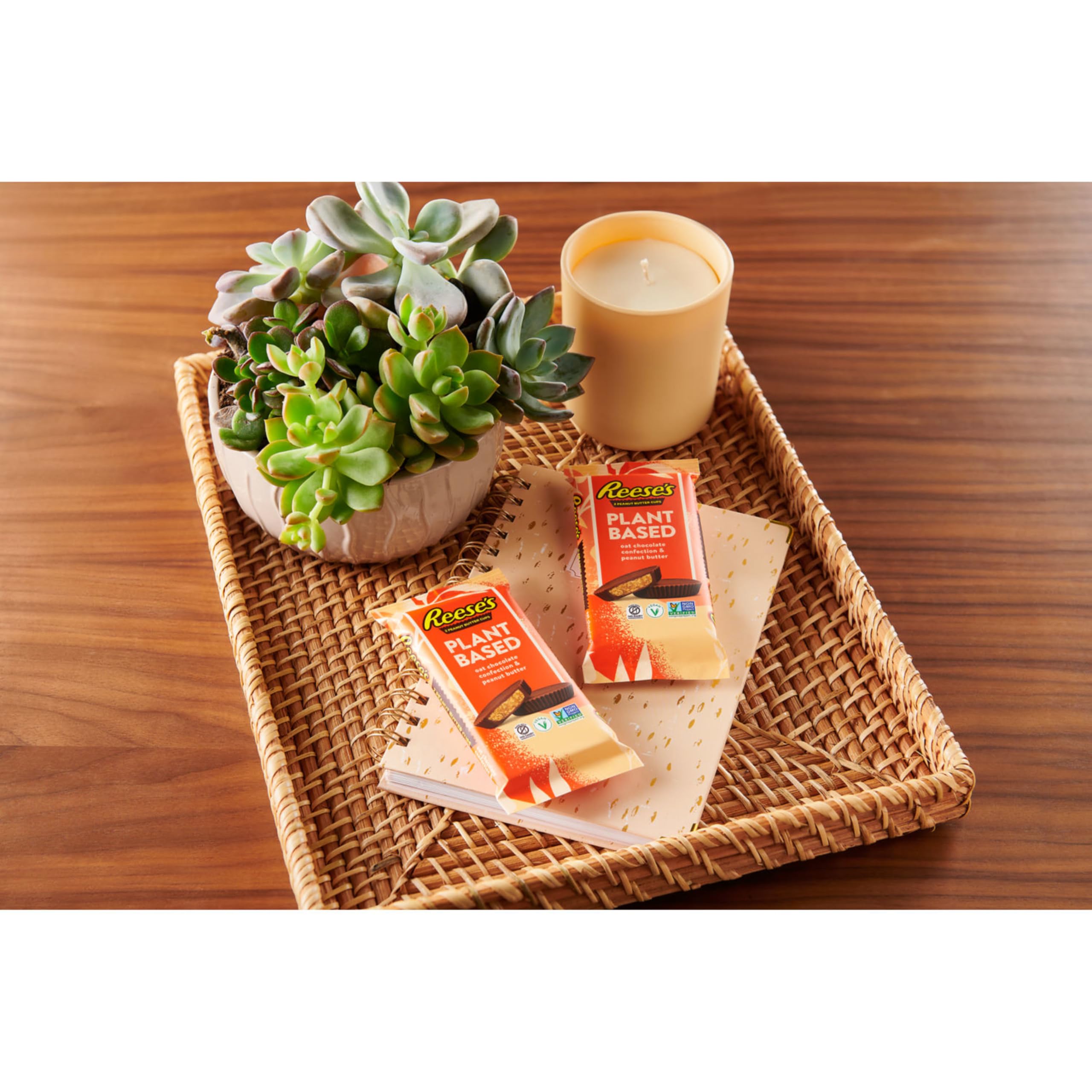 On-the-go REESE'S Plant Based Oat Cups, perfect for lunch breaks.