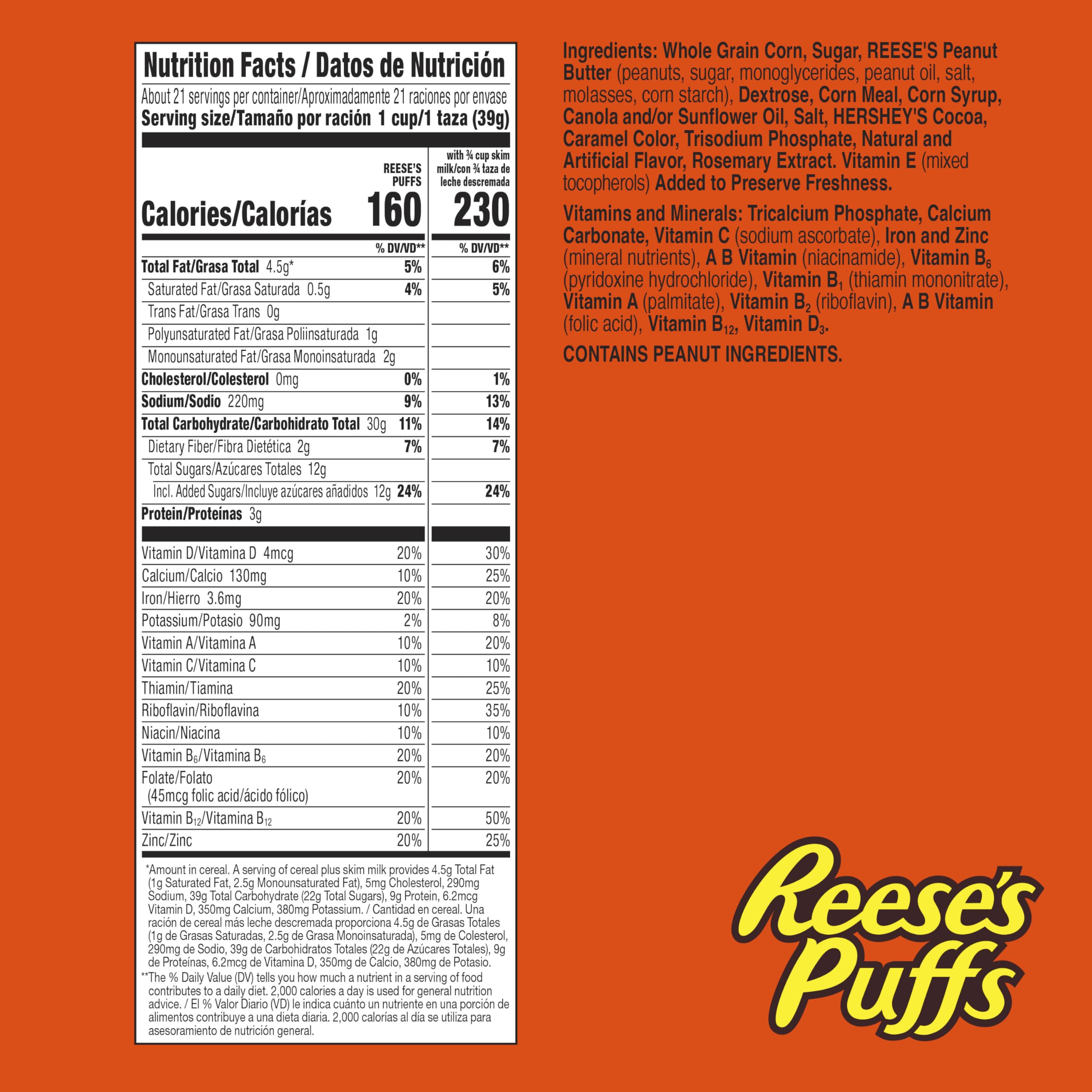 Reese's Puffs bowl with milk showcasing chocolatey peanut butter flavor