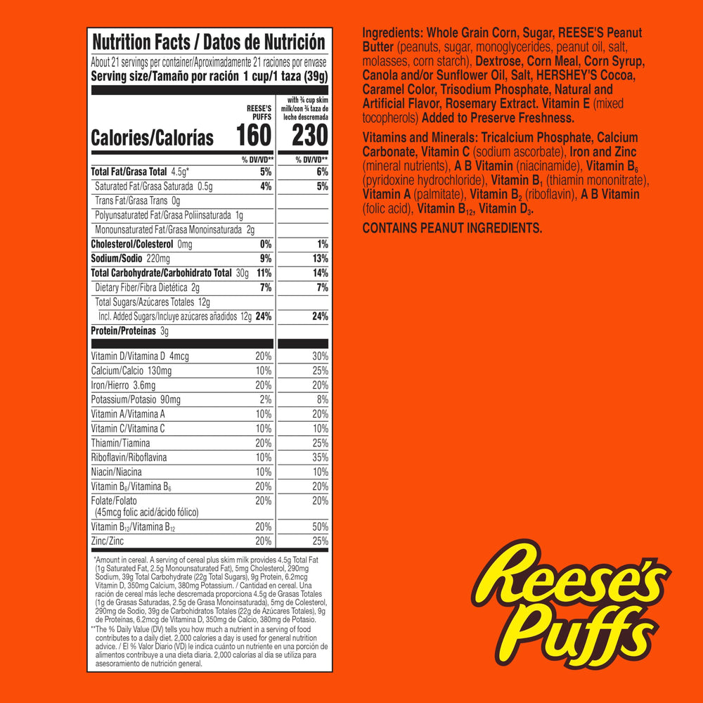 Reese's Puffs bowl with milk showcasing chocolatey peanut butter flavor
