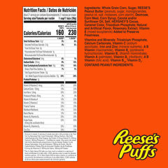 Reese's Puffs bowl with milk highlighting chocolatey peanut butter flavor.