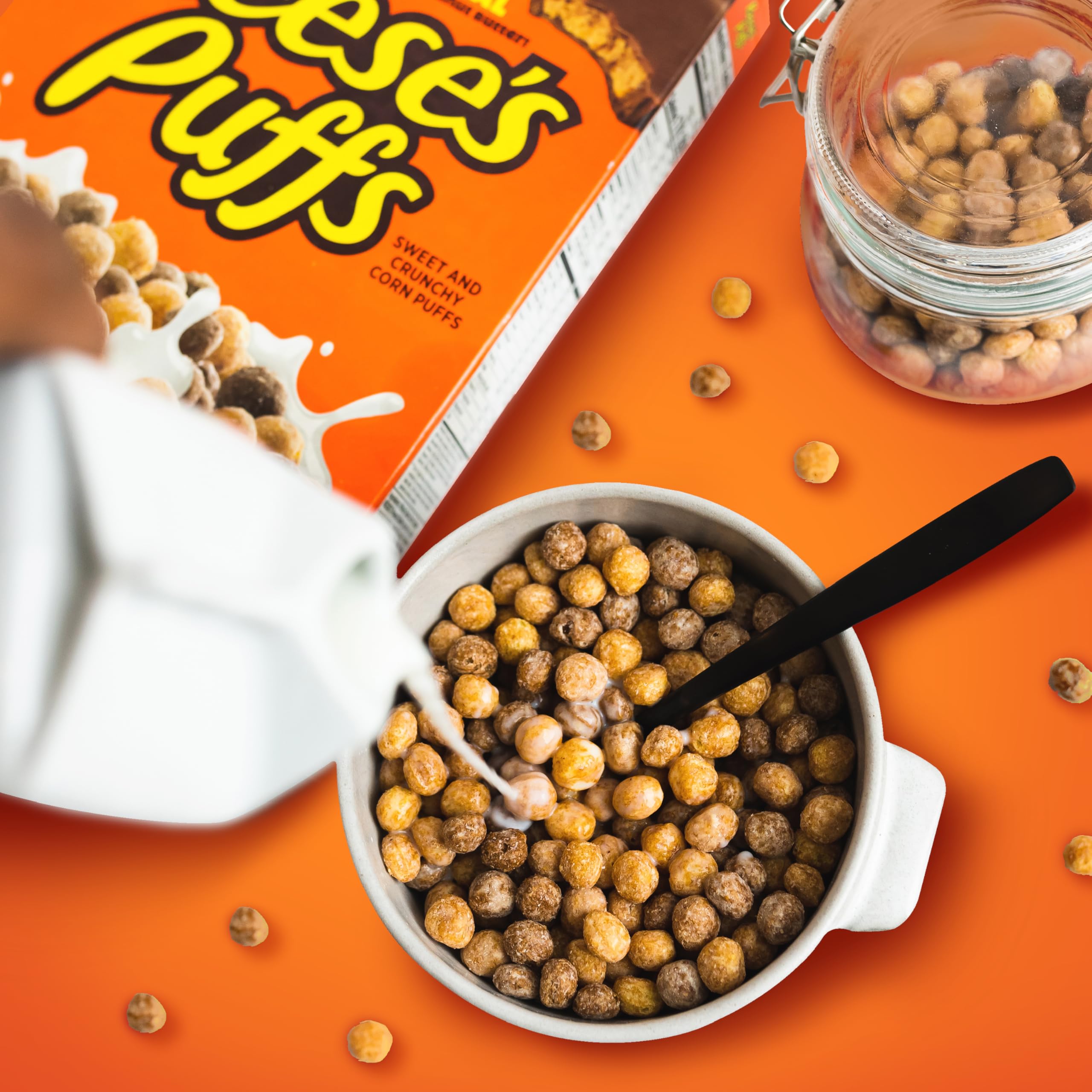 Reese's Puffs topping on ice cream for desserts.