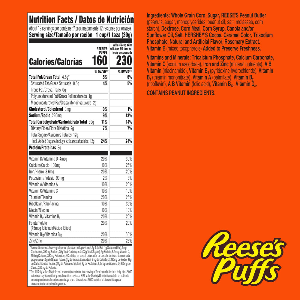 Portion visual of Reese's Puffs serving size for a balanced morning portion.