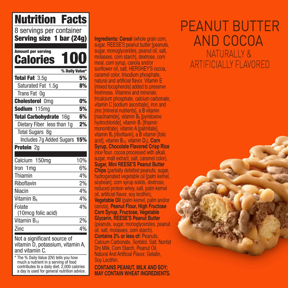 REESE'S Puffs Treat Bars packaging showcasing grab-and-go snack.
