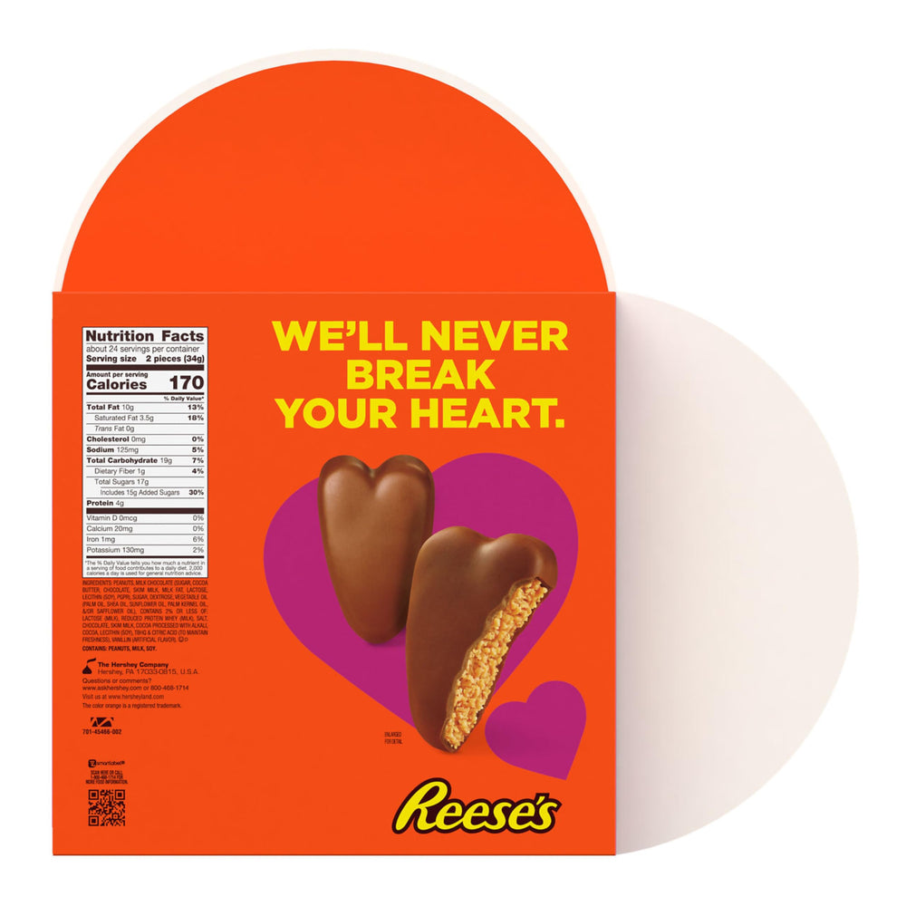 REESE'S snack-size hearts packaging open box for sharing at gatherings.