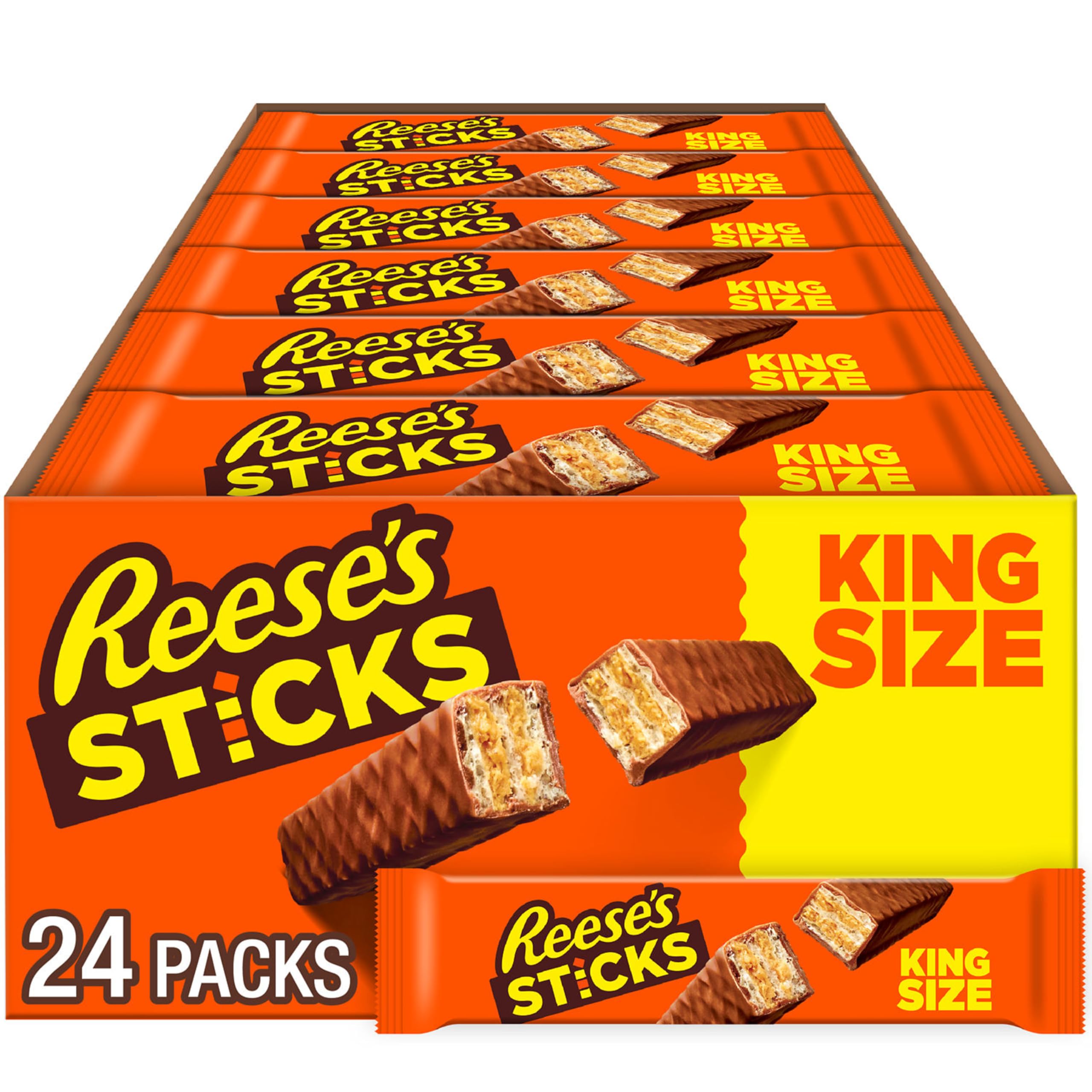 REESE'S STICKS king-size bulk box on a table for sharing and grouping snacks
