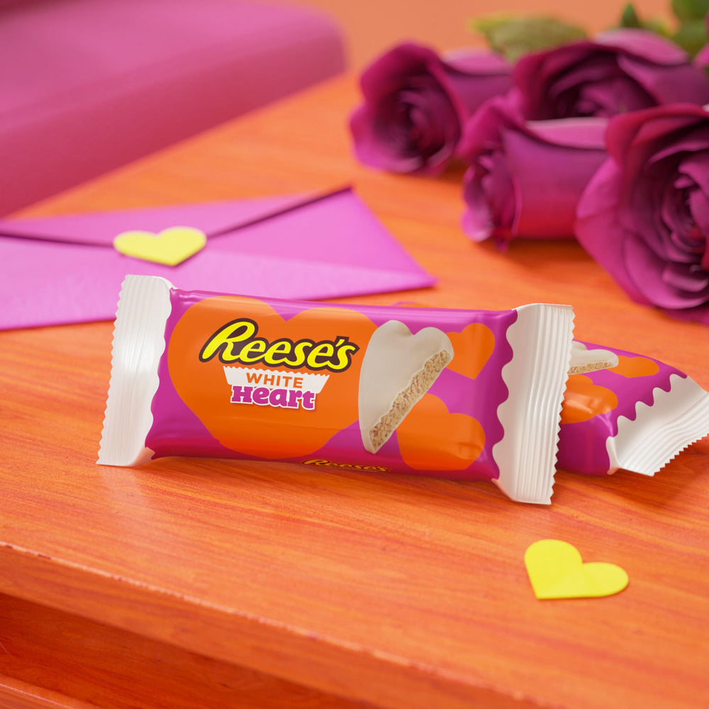 Reese's White Creme Hearts pair with cards and flowers for thoughtful gifts