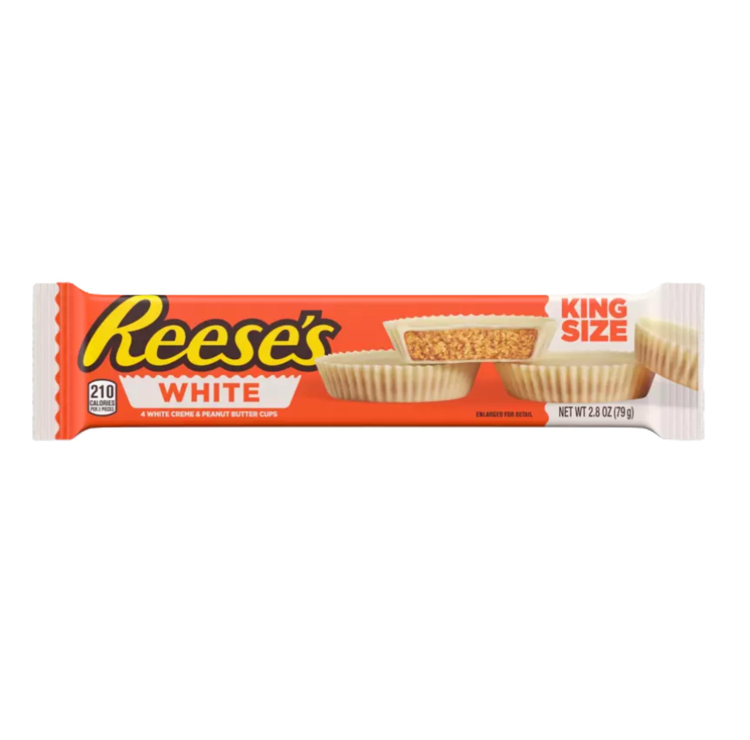 Reese's White Peanut Butter Cups 4-pack, creamy white chocolate with peanut butter for a satisfying treat.
