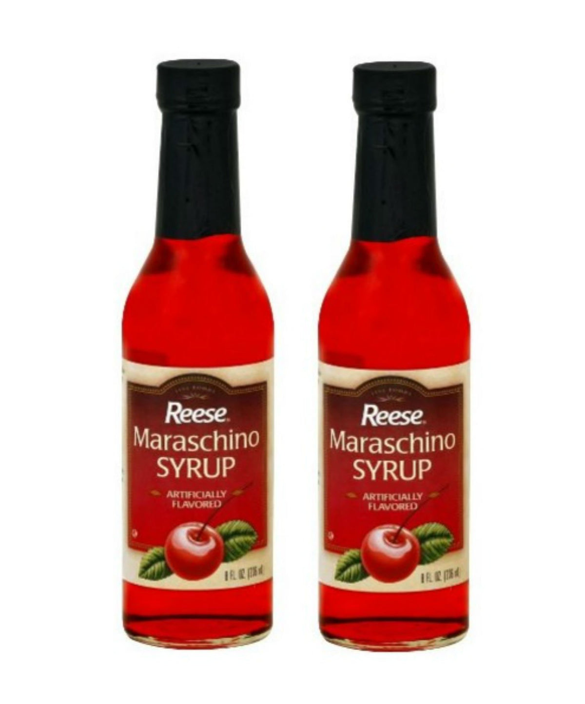 Reese Syrup Maraschino bottle pouring, ideal for cocktails and desserts
