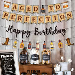 Refavor age to perfection banner marks the milestone for a men’s celebration.