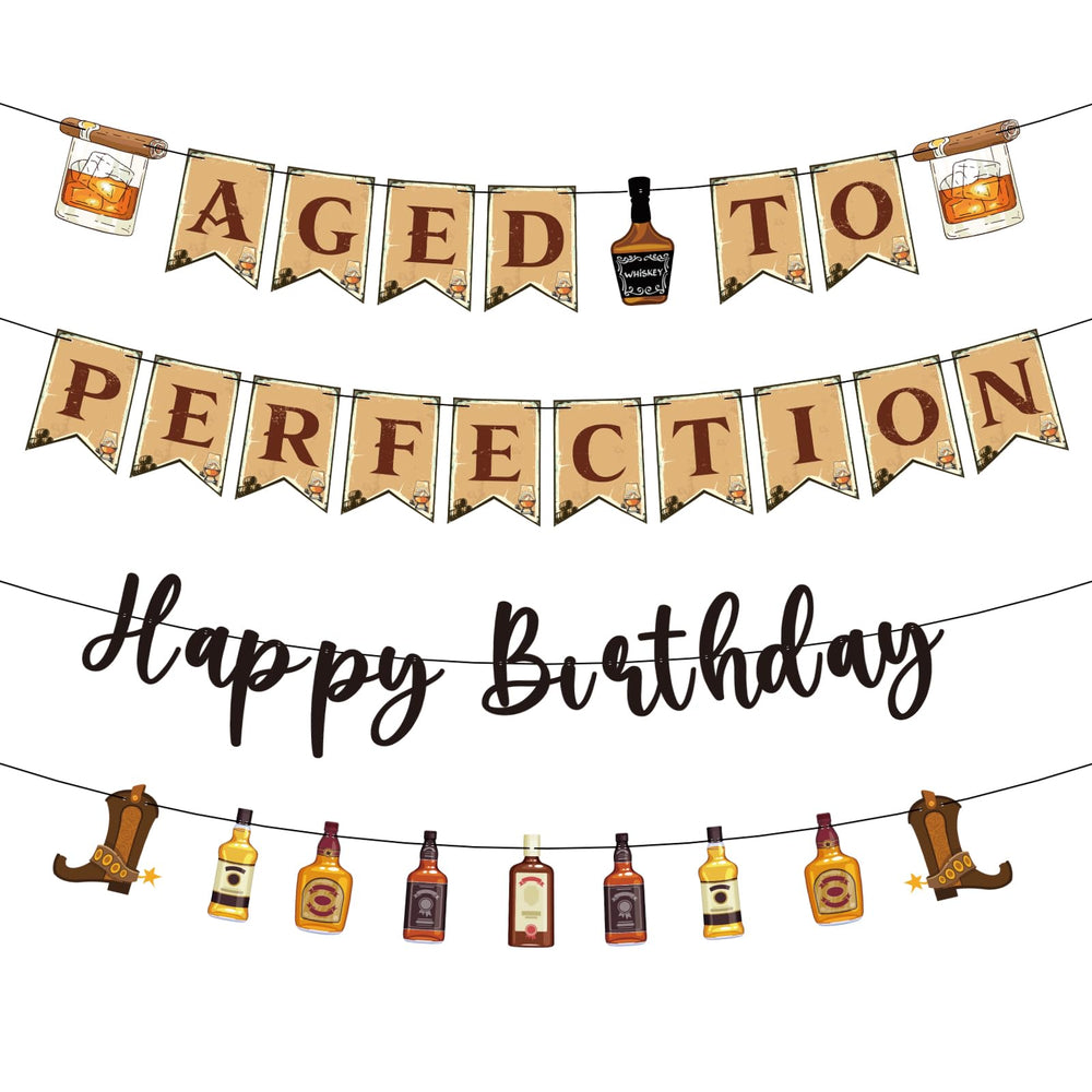 Refavor aged to perfection whiskey banner for milestone birthday celebrations.