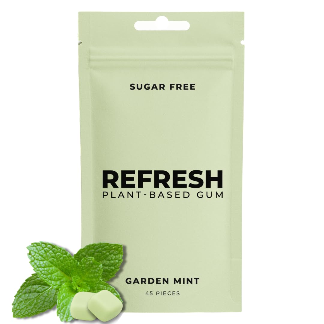 Refresh Gum Garden Mint pack with resealable pouch for on-the-go freshness