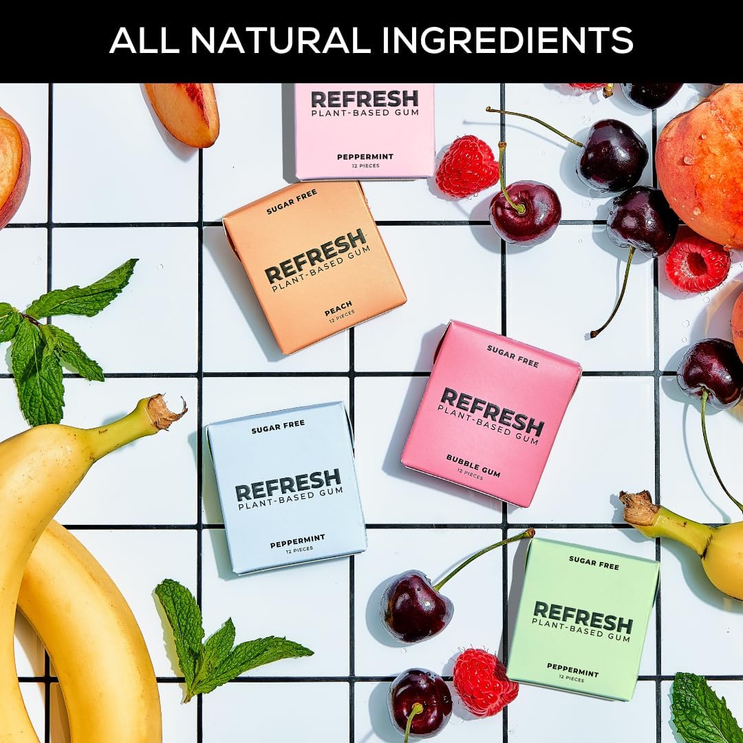 Refresh Gum no artificial colors or flavors for purity.