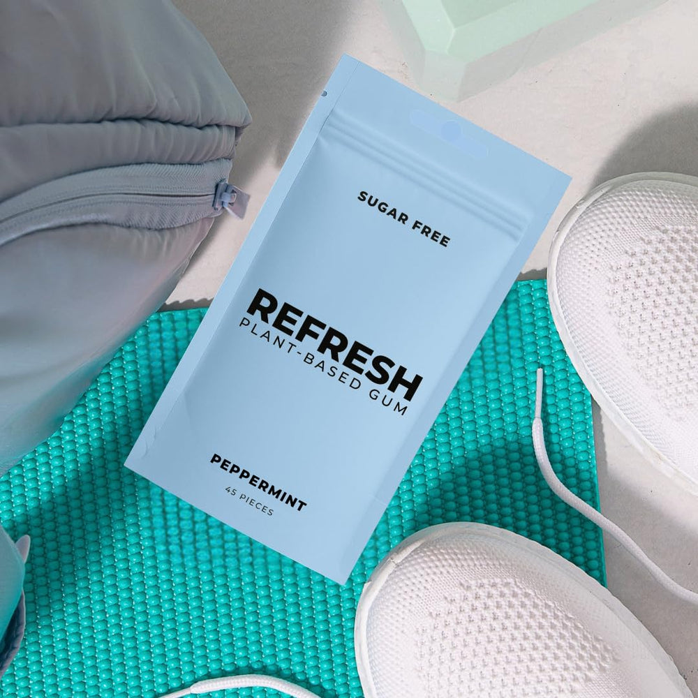 Refreshing organic mint powder in Refresh Gum Peppermint for natural flavor.
