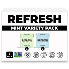 Refresh Gum plastic-free base highlights natural ingredients for a cleaner chew.