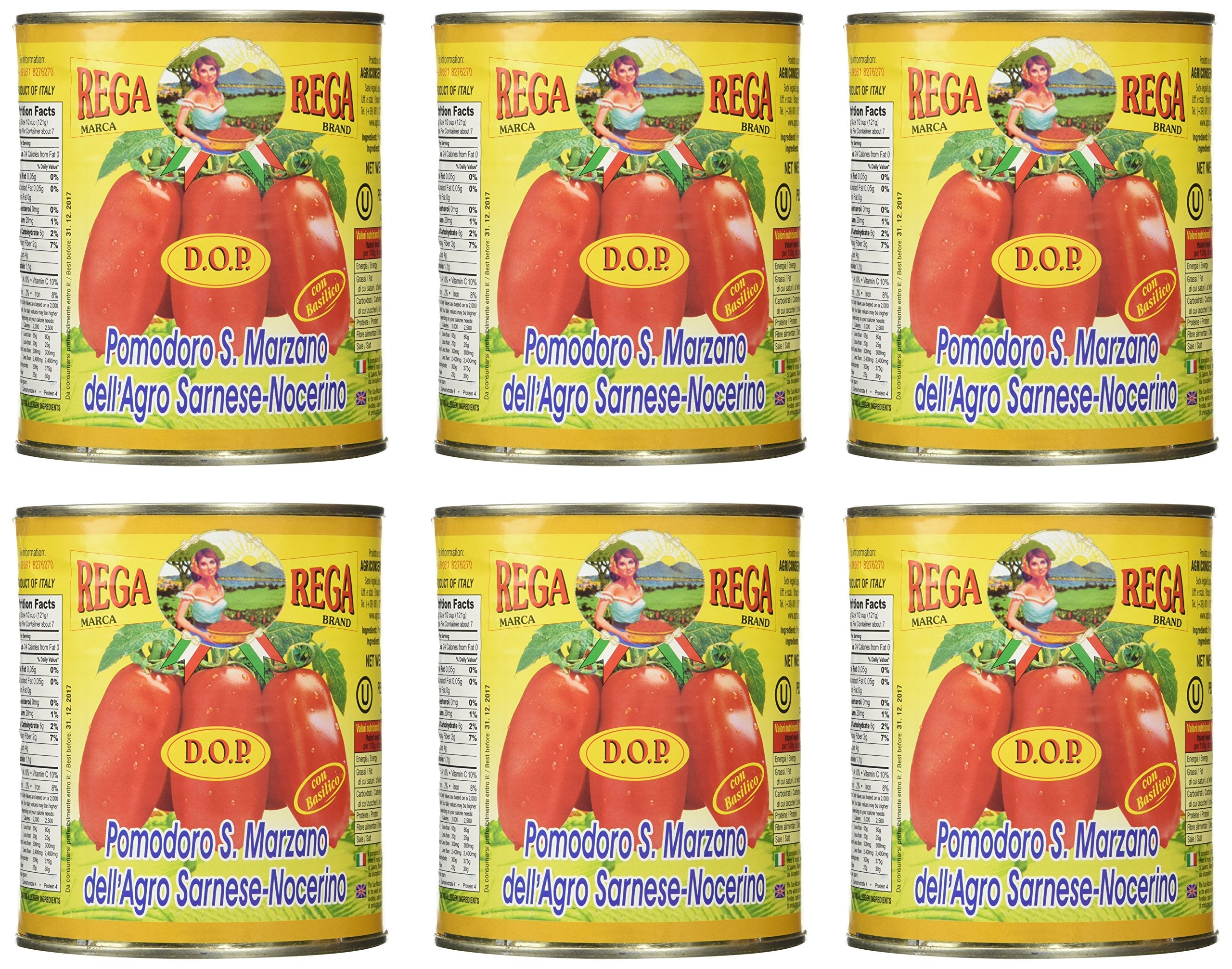 REGA San Marzano DOP whole tomatoes in a can, ideal for rich pasta sauces.