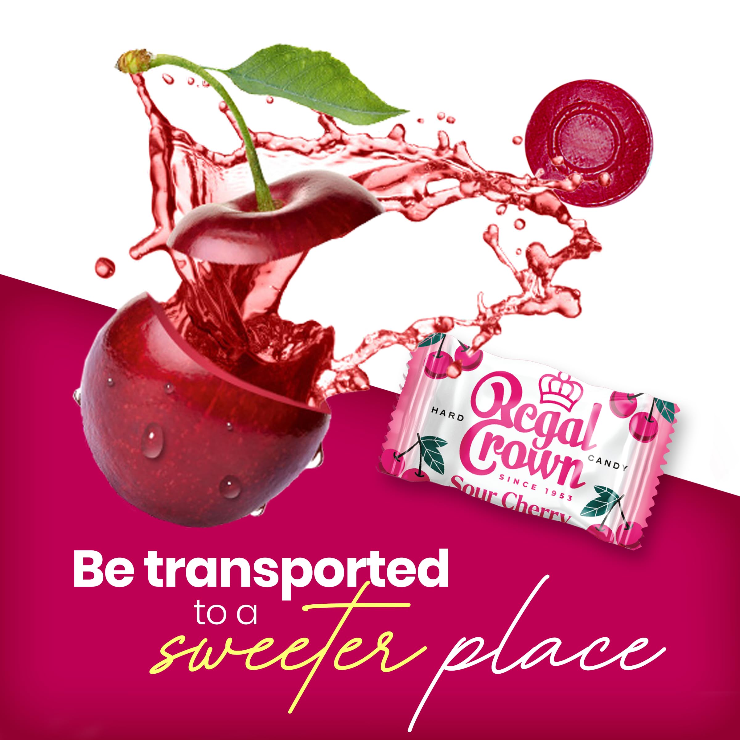Regal Crown Sour Cherry Candy peg bag design emphasizing classic old-fashioned appeal