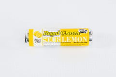 Regal Crown sour lemon candies close-up, showing tart center and glossy shell