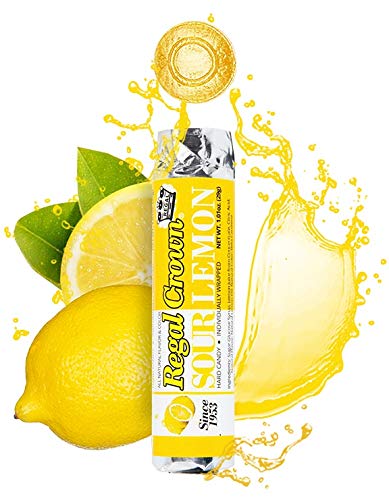 Regal Crown sour lemon candy rolls on a desk, a quick pick-me-up