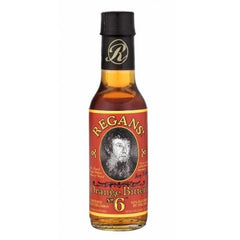 Regans Orange Bitters No.6 label close-up emphasizing premium citrus blend for cocktails.
