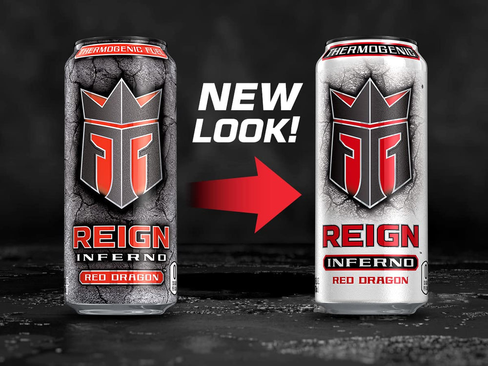REIGN Inferno 12-pack display for convenient on-the-go fueling.