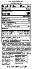 REIGN Inferno Red Dragon can close-up emphasizes zero sugar formula for clean fueling.
