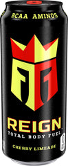 Reign Total Body Fuel 12-pack display for gym-ready hydration and energy on the go.