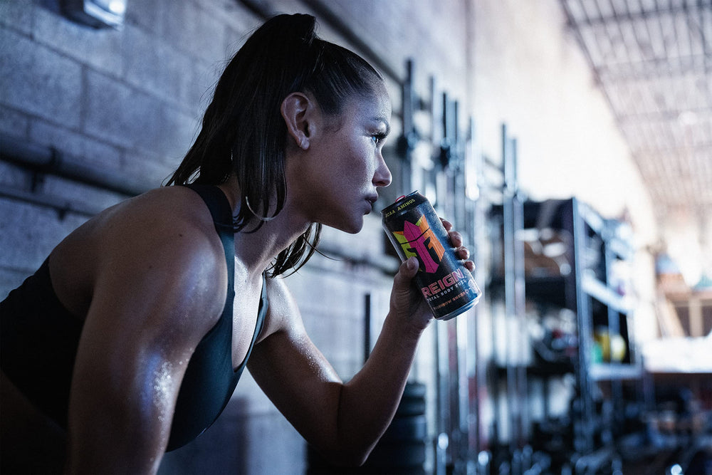 REIGN Total Body Fuel gym-ready setup captures energy in action.