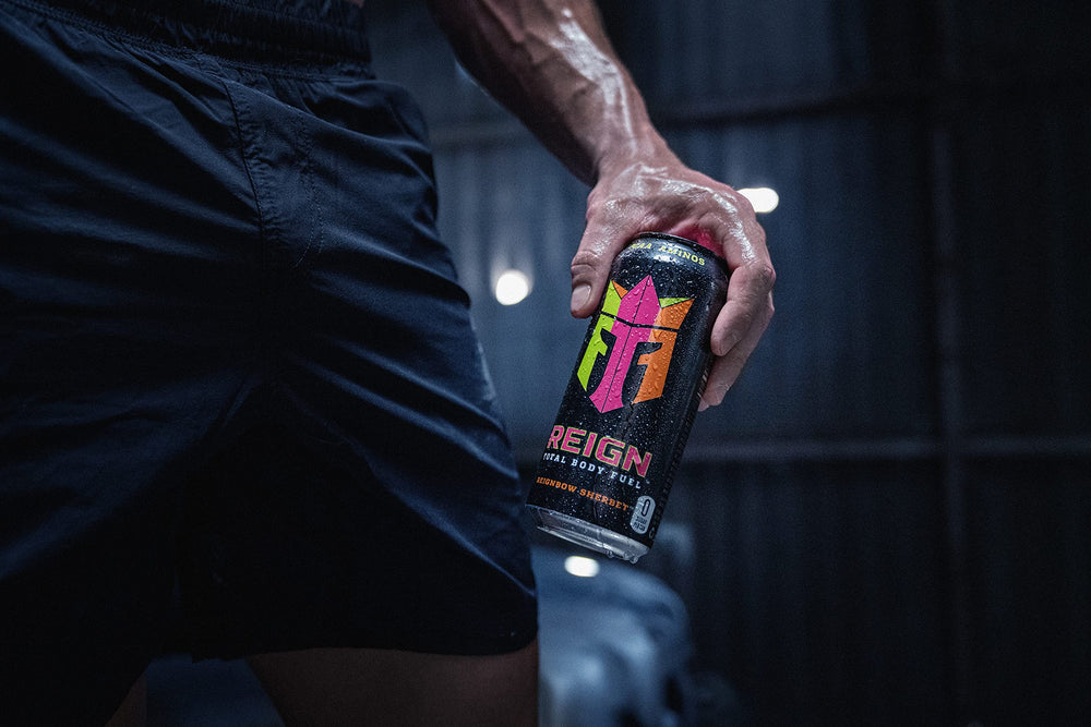 REIGNbow sherbet label art showcases branding and flavor story.