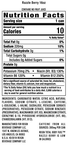 Pour of Reign Total Body Fuel Razzle Berry showing ready-to-drink energy for workouts.