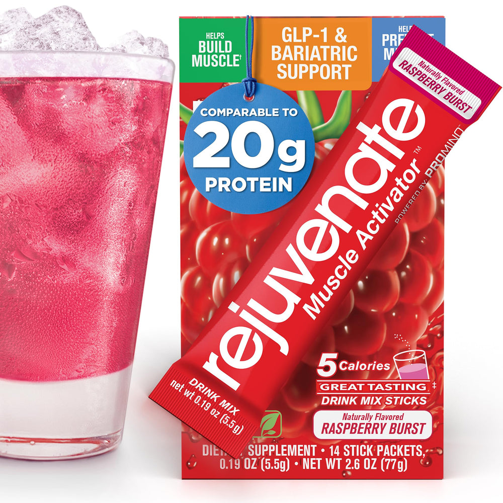 Rejuvenate Perfect Amino Stick label displaying vegan essential amino acids for recovery.