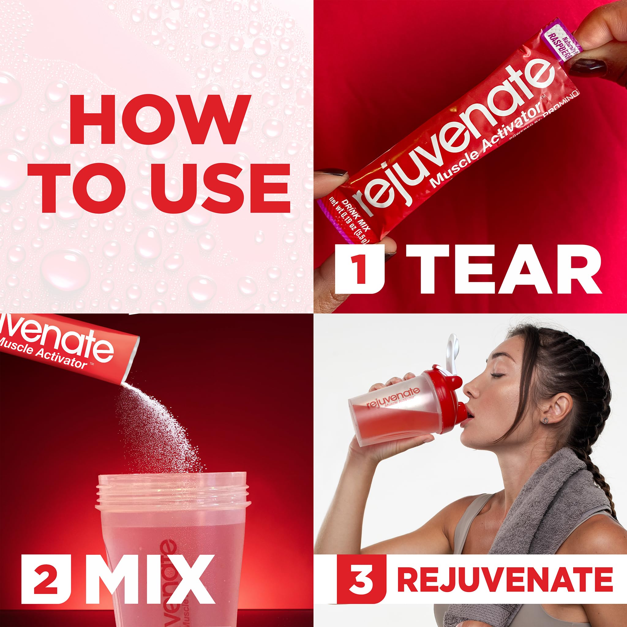 Shake-ready mix with Rejuvenate Perfect Amino Stick for easy dosing and taste.