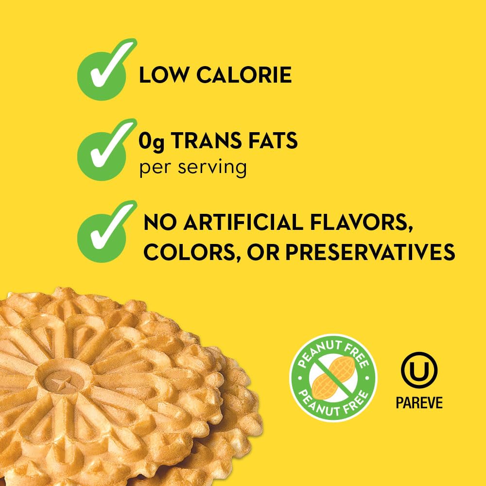 Reko Pizzelle Lemon close-up with sugar sparkle on surface