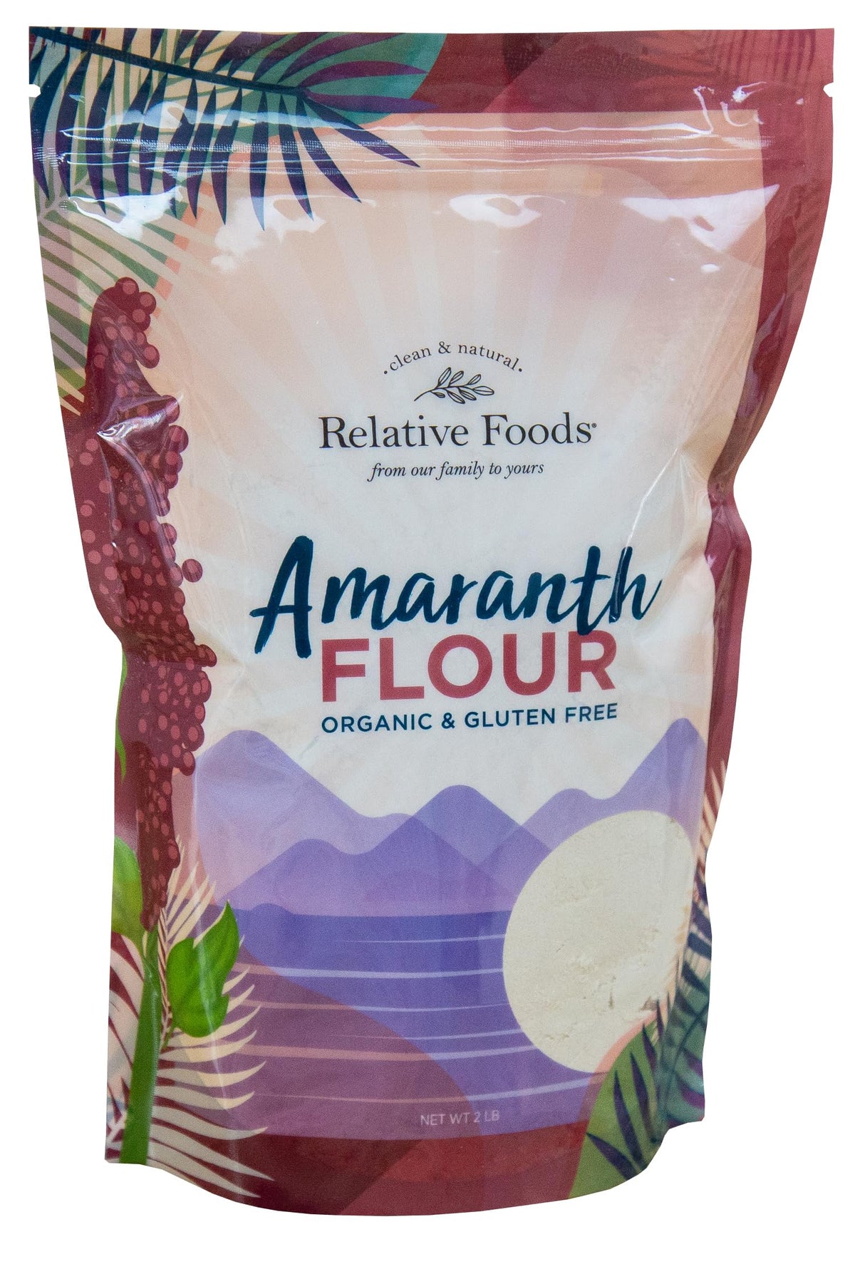 Relative Foods amaranth flour bag for gluten-free baking and pantry staple.
