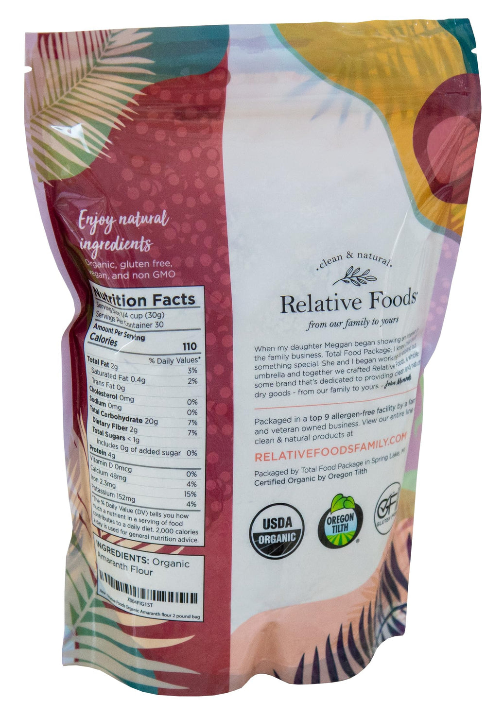 Relative Foods amaranth flour being poured to thicken soups and sauces.
