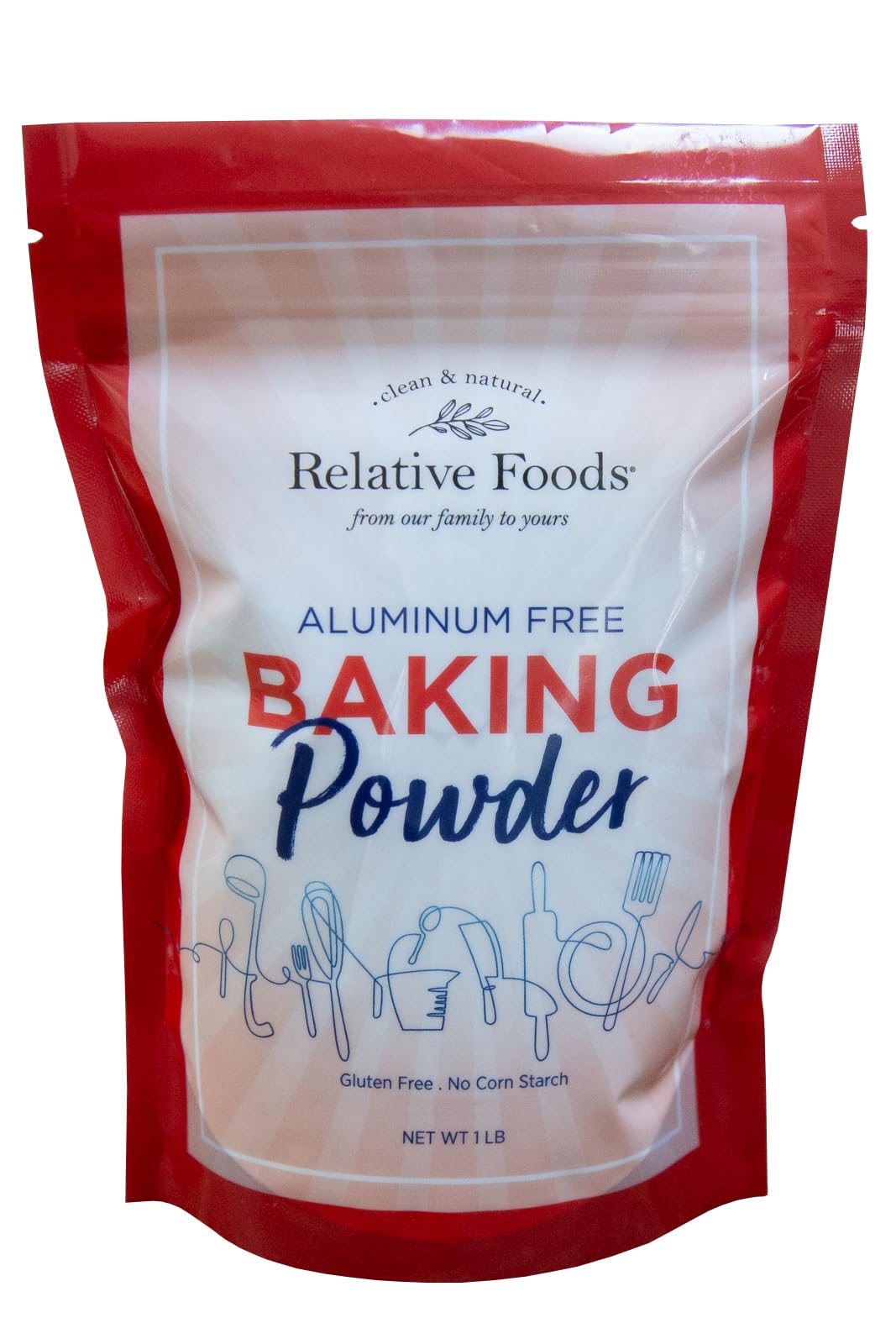 Relative Foods Baking Powder 1lb bag promotes even rise in cakes and muffins