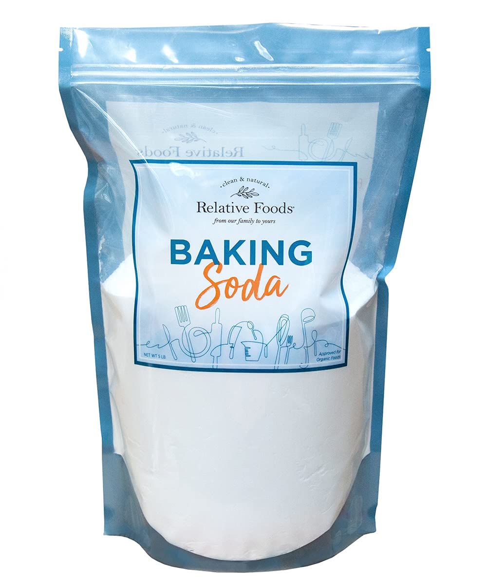 Relative Foods Baking Soda packaging for bulk use, ideal for cooking and cleaning.