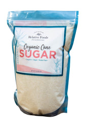 Relative Foods organic cane sugar crystals bag, ideal for baking and cooking