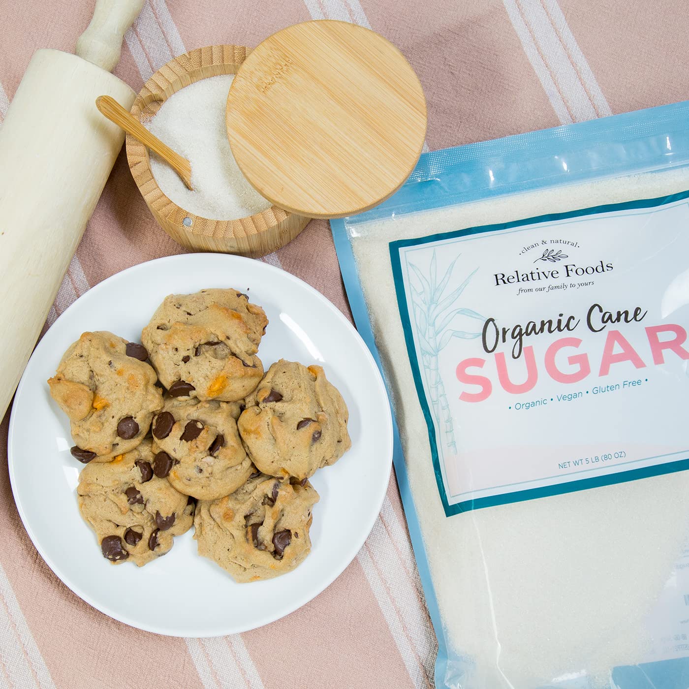 Relative Foods vegan bone-char free sugar packaging for plant-based cooking