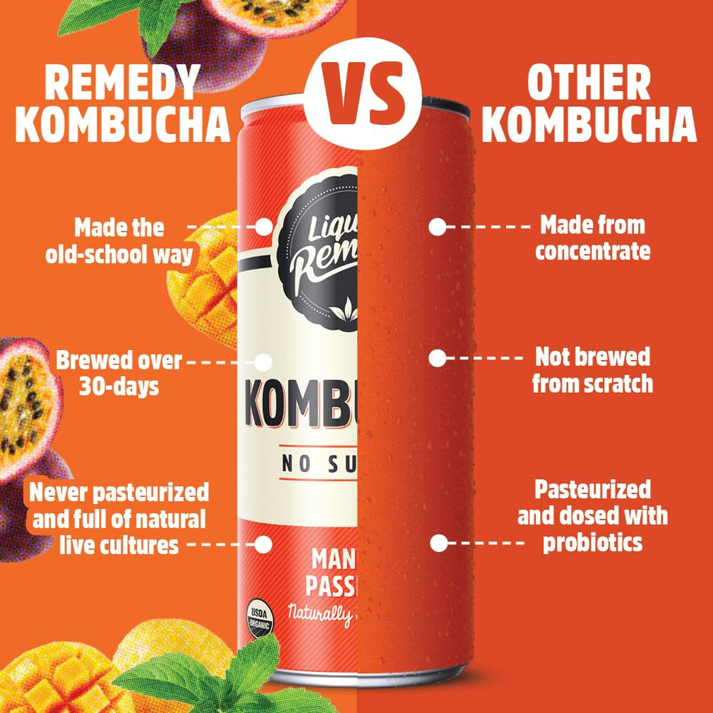 Remedy Liquid Mango Passion in fridge display signals ready-to-enjoy, non-alcoholic option.