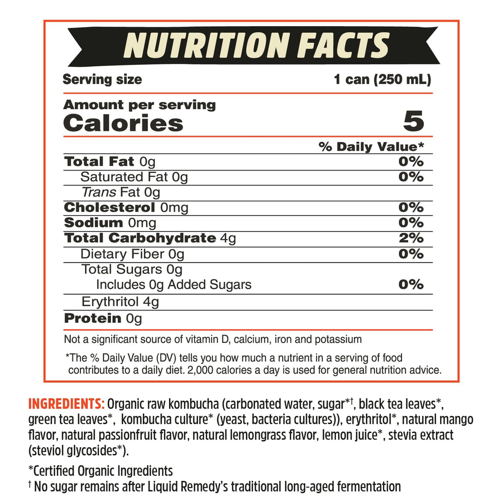Remedy Liquid Mango Passion label detail highlights tropical mango aroma.
