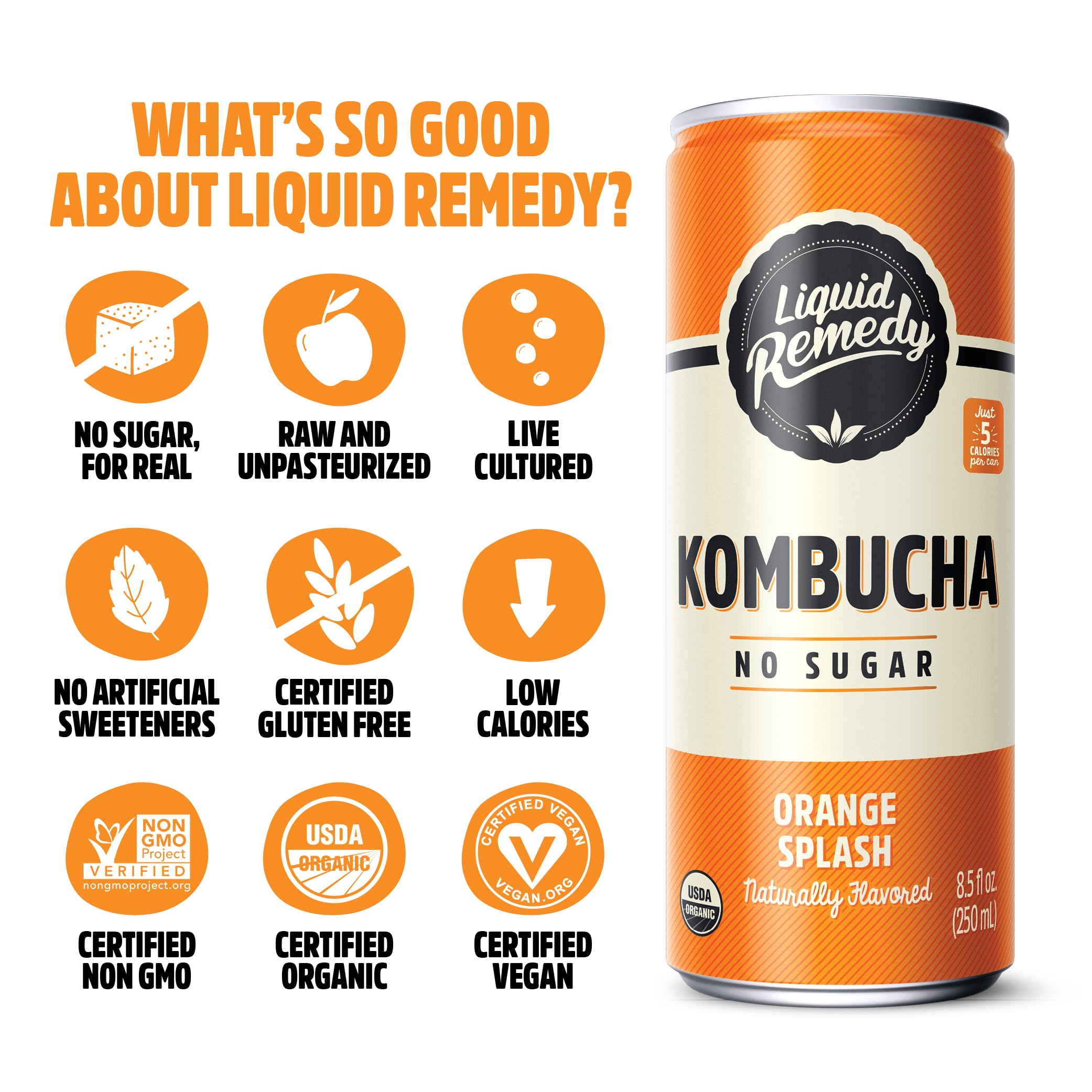 Remedy Orange Splash being poured into a glass with a citrus scent.