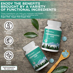 REISHIKING Remineralizing Gum mint flavor close-up highlights refreshing aroma and breath freshness.