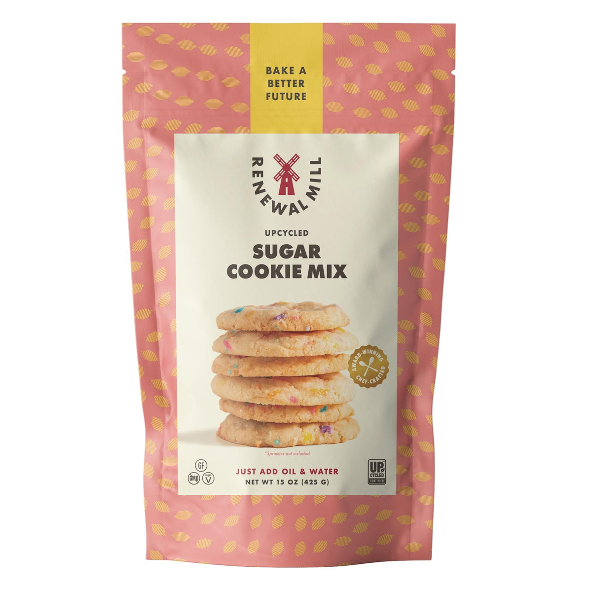 Renewal Mill Sugar Cookie Mix packaging highlighting sustainable, ready-to-bake convenience.